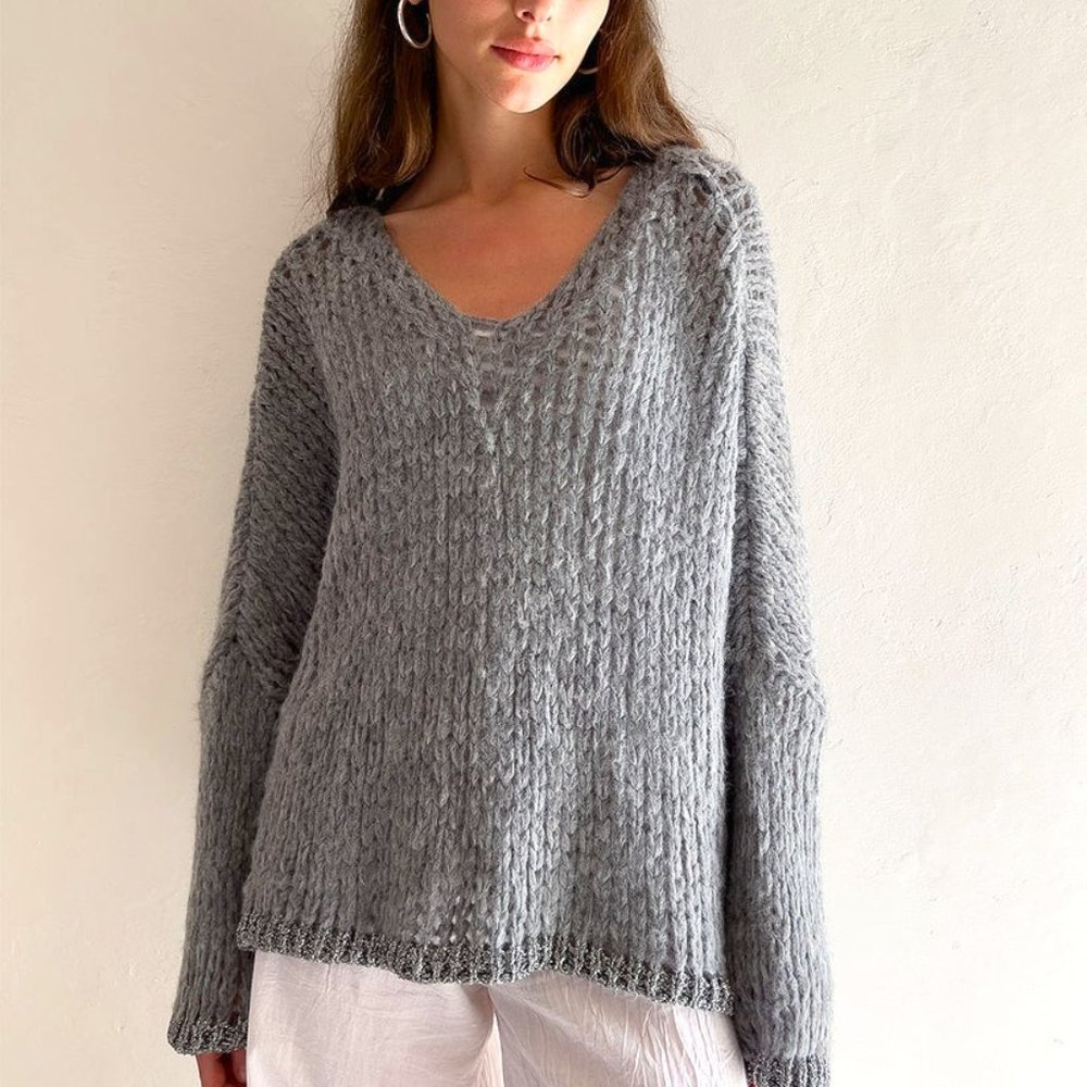 Debbie Katz South Beach Lula Knit Sweater Gray Women's Large - FCM9